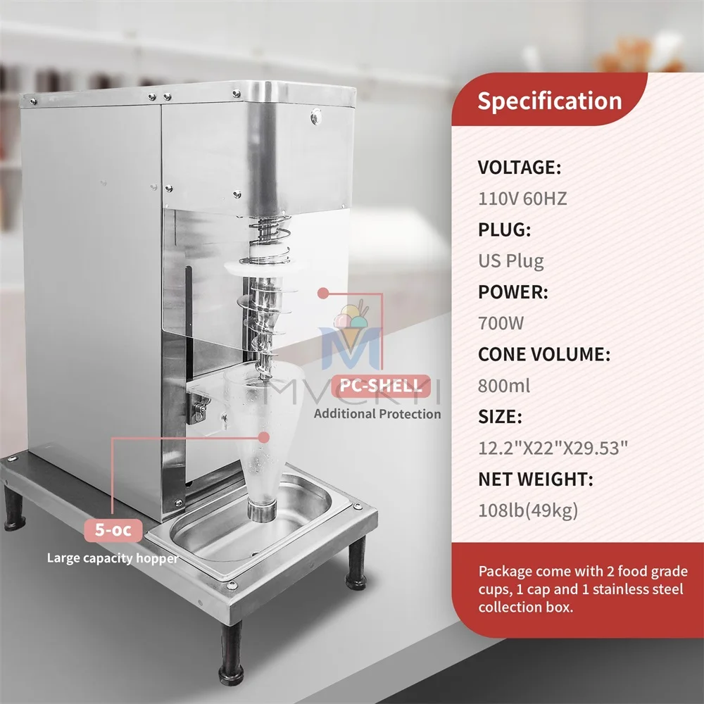 Mvckyi Ice Cream Mixing Snowstorm Machine Frozen Yogurt Blending Machine for business Stainless Steel For Ice Cream Equipment