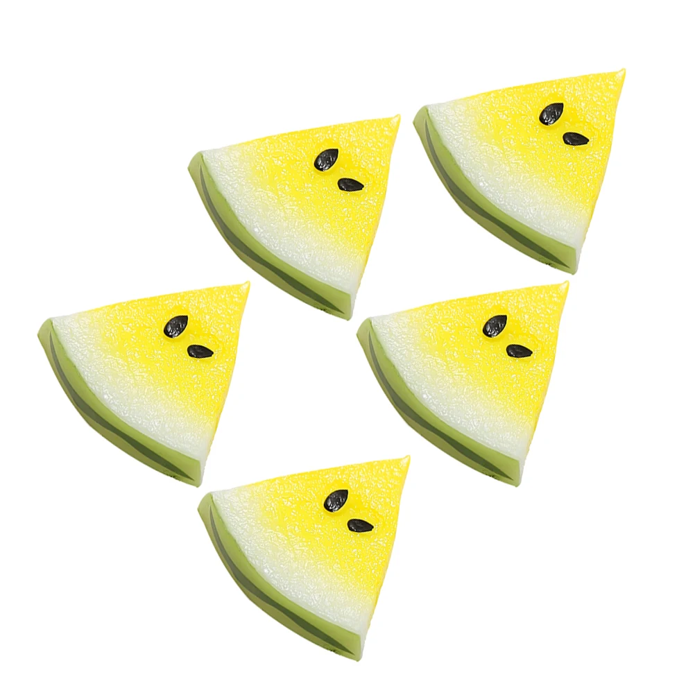 

5pcs Miniature Watermelon Slice Toys Summer Fake Fruit Models House Decor Long Lasting Lifelike Details Educational