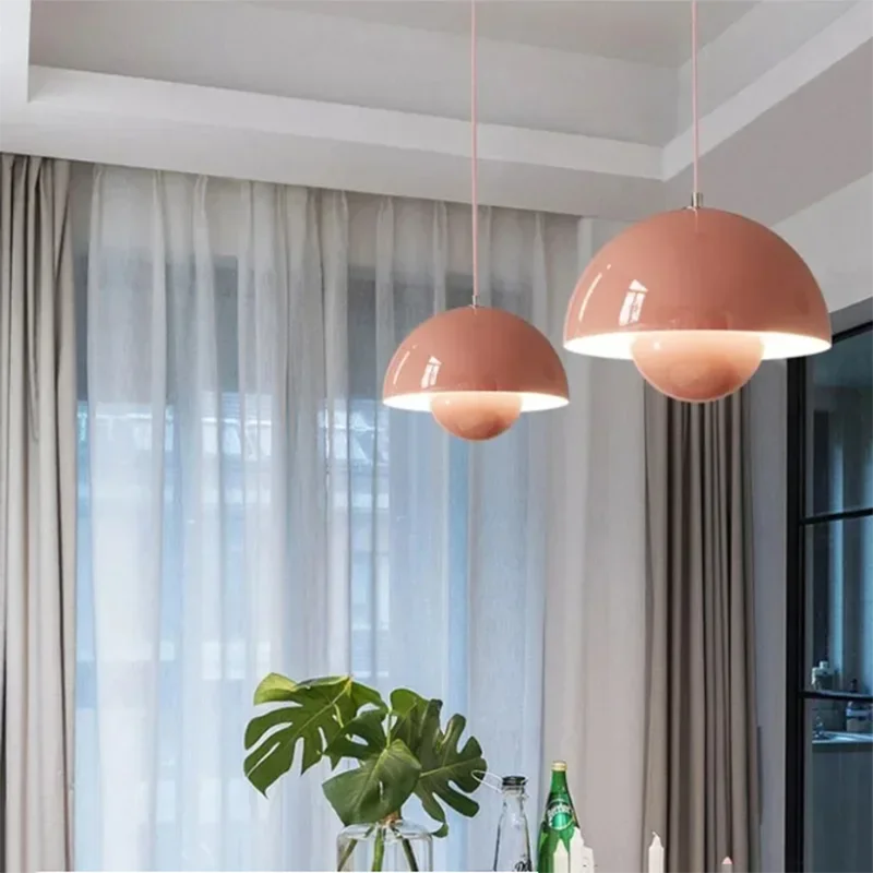 

Semi-circular colorful Ceiling pendant lamp Nordic LED chandelier bedroom bedside dining room kitchen interior decoration light