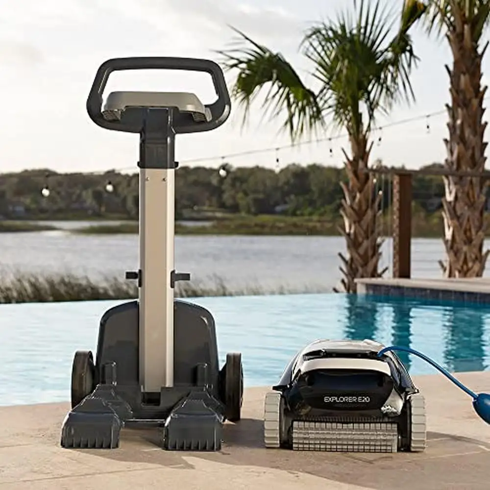 Explorer e20 aspirador de pó robótico automático para piscina, com caddy, piscinas no solo, esfregão de parede, escova de esfrega ativa fácil