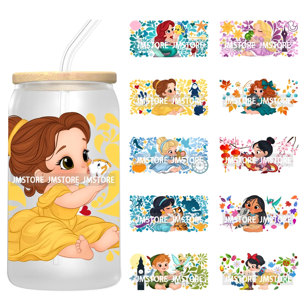 

Talavera Cartoon Kids Princess UV DTF Cup Wrap Ready To Apply Transfer Stickers Waterproof For 16OZ Libbey Glass Can Cup Tumbler