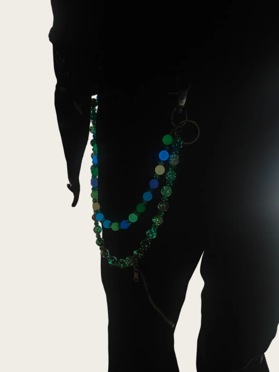 DIY Luminous Glass Beads Punk Hip Hop Pants Chain Multicolored Ball Luminous Quicksand Y2K One's Waist Luxury Accessories