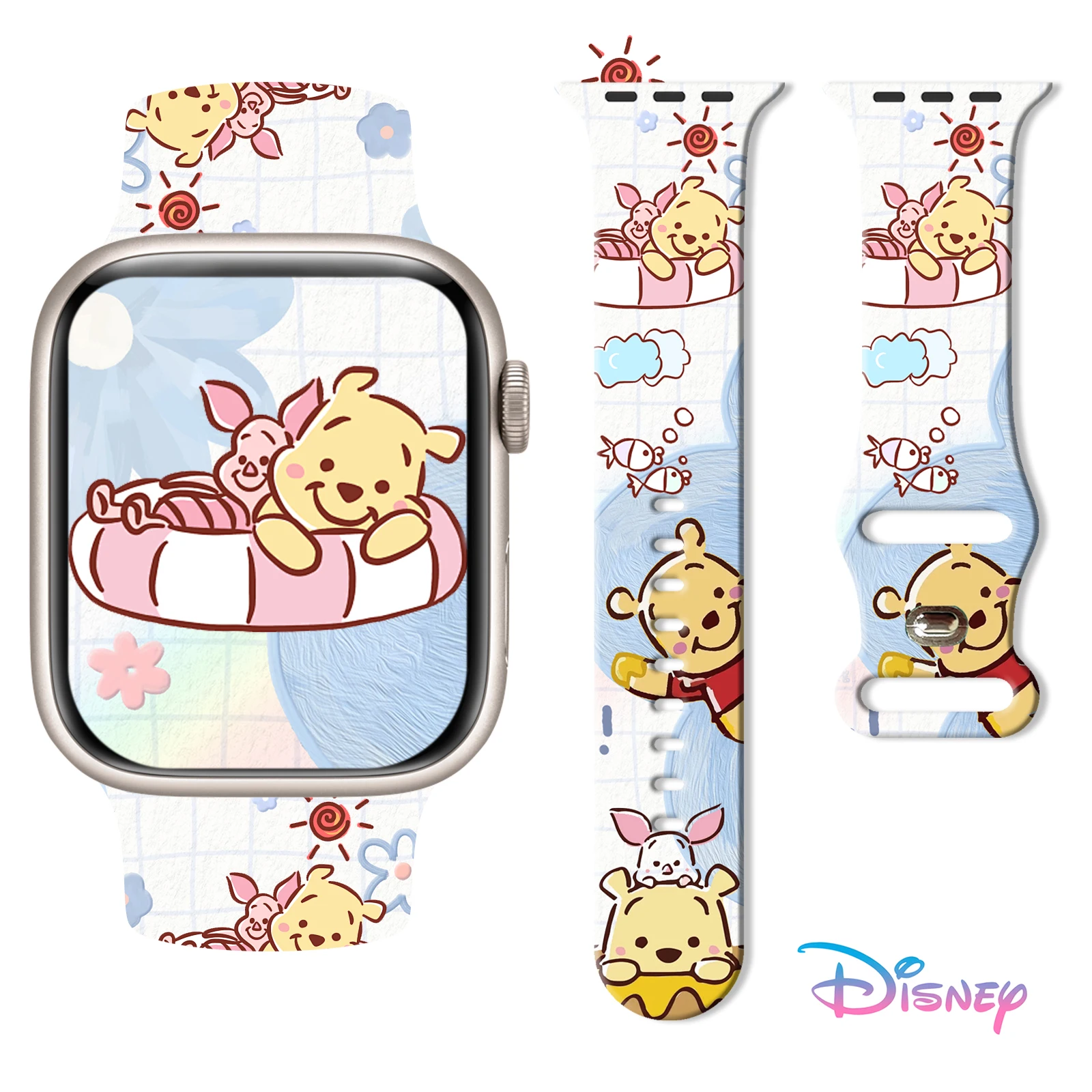 

Disney Pooh Bear printing Strap for Apple Watch 11 10 9 8 7 Band Replaceable Bracelet for iWatch 46mm 42mm 41mm 40mm Watchband