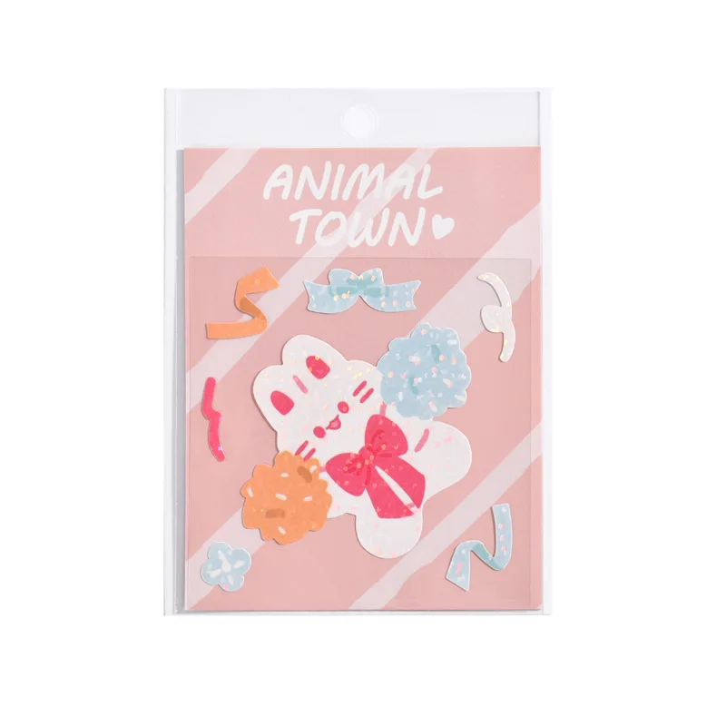 MOHAMM 1 Sheet Animal Cute Stickers Hand Account Material Cup Laser Ribbon