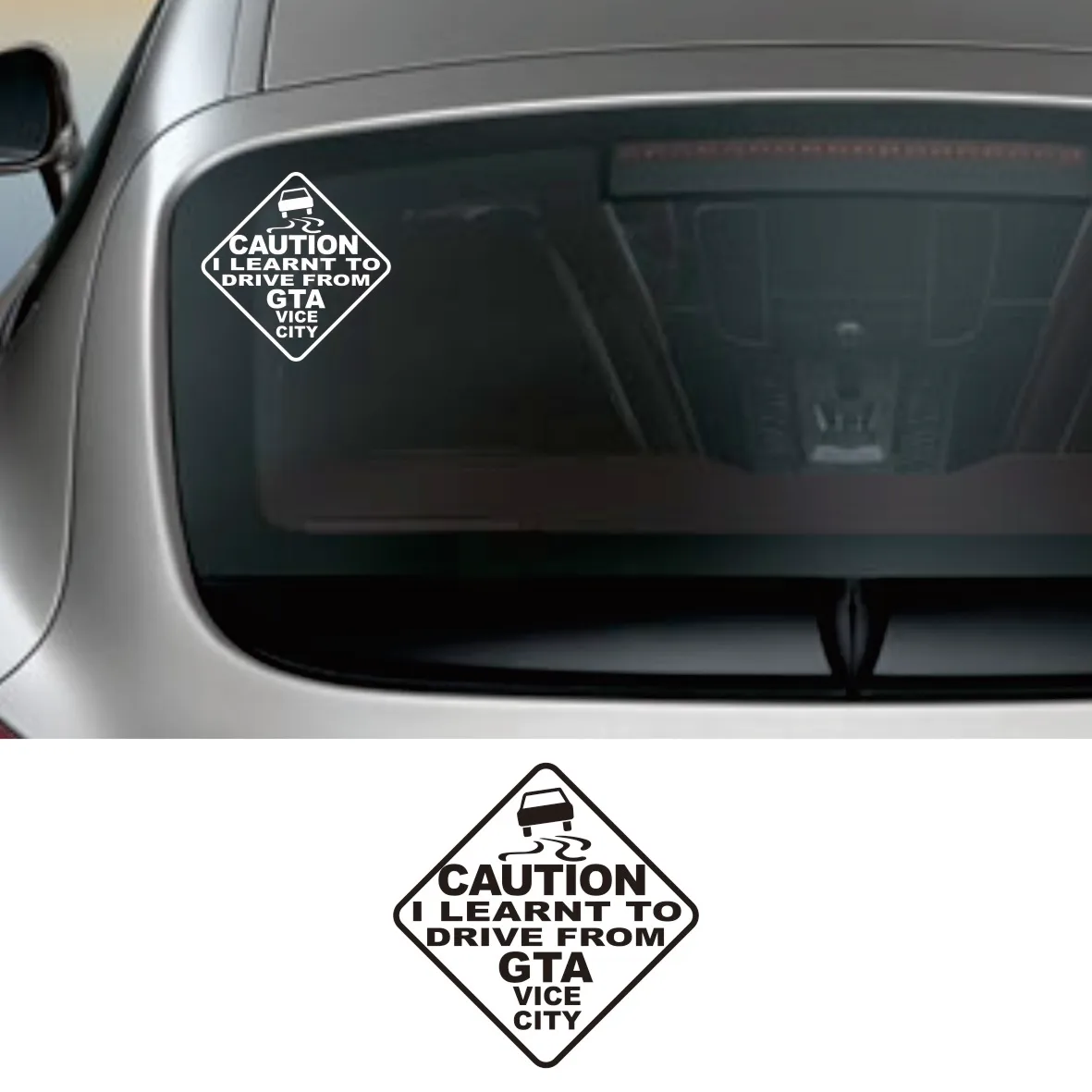 

JP text Car Decal for precautions I learned to drive from GTA Vice City auto parts cool vinyl waterproof sticker