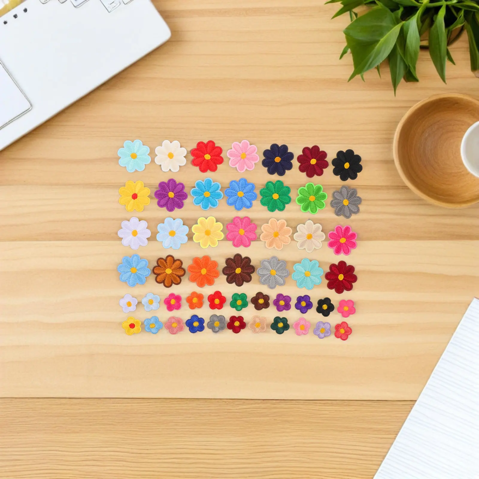 

50Pcs Sunflower Embroidered Applique Patches Iron on Floral Embroidery Patches for Clothes DIY Repair Decorative Backpack Jacket