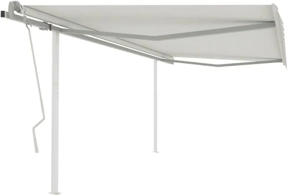 Toldo retrátil manual com postes 13,1'X9,8' Creme 3069937 ,Entrega rápida