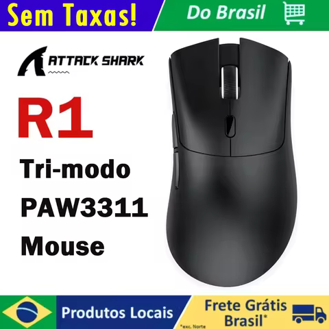 【Envio Do Brasil, Sem Taxas!】Ratón sem fio leve ATTACK SHARK R1 18000DPI PAW3311 Tri-mode Bluetooth/2.4G/Connessione USB Macro Gaming Mouse para PC/Mac
