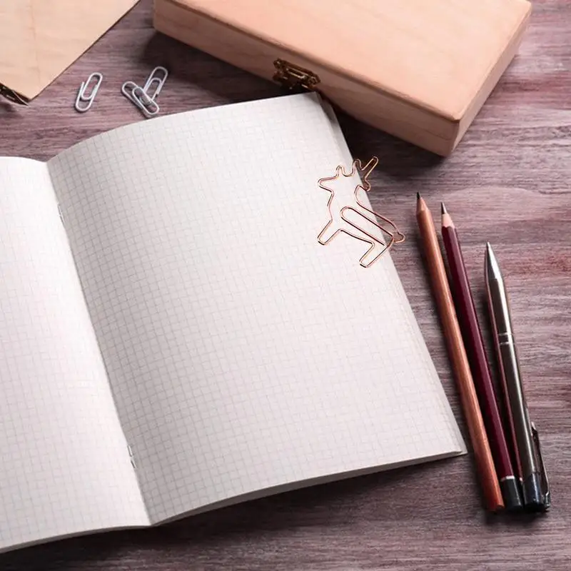 Golden Animal Cat Dog Rabbit Creative Paper Clips Decorative Metal Plating Boxed Paper Clip Metal Student Office Supplies Gift