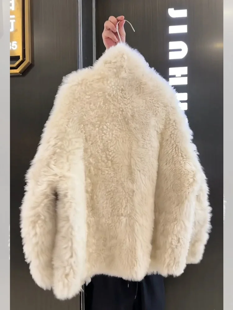 Cappotto di pelliccia bianco ecologico da donna Faion coreano Sle Small Fragrance Top in pelle e pelliccia intercati dal vento per l'autunno