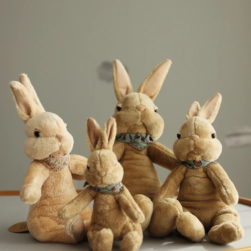 아기용 다크 브라운 토끼 봉제 인형, 유아용 스티치 봉제 인형, 수제 작은 토끼 동물 장난감, 회사 인형 