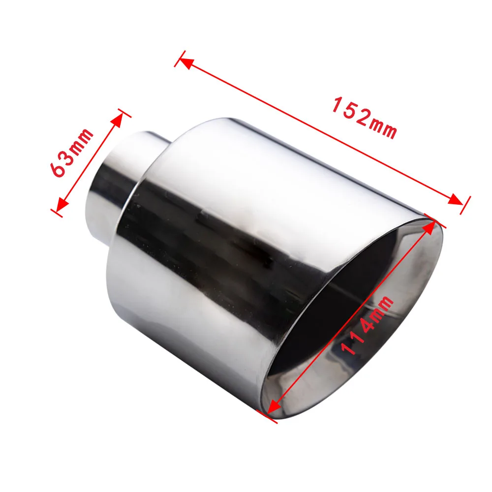 Automobile muffler modified tail pipe 63mm universal Exhaust Tip 114mm Slant Round Outlet Stainless steel