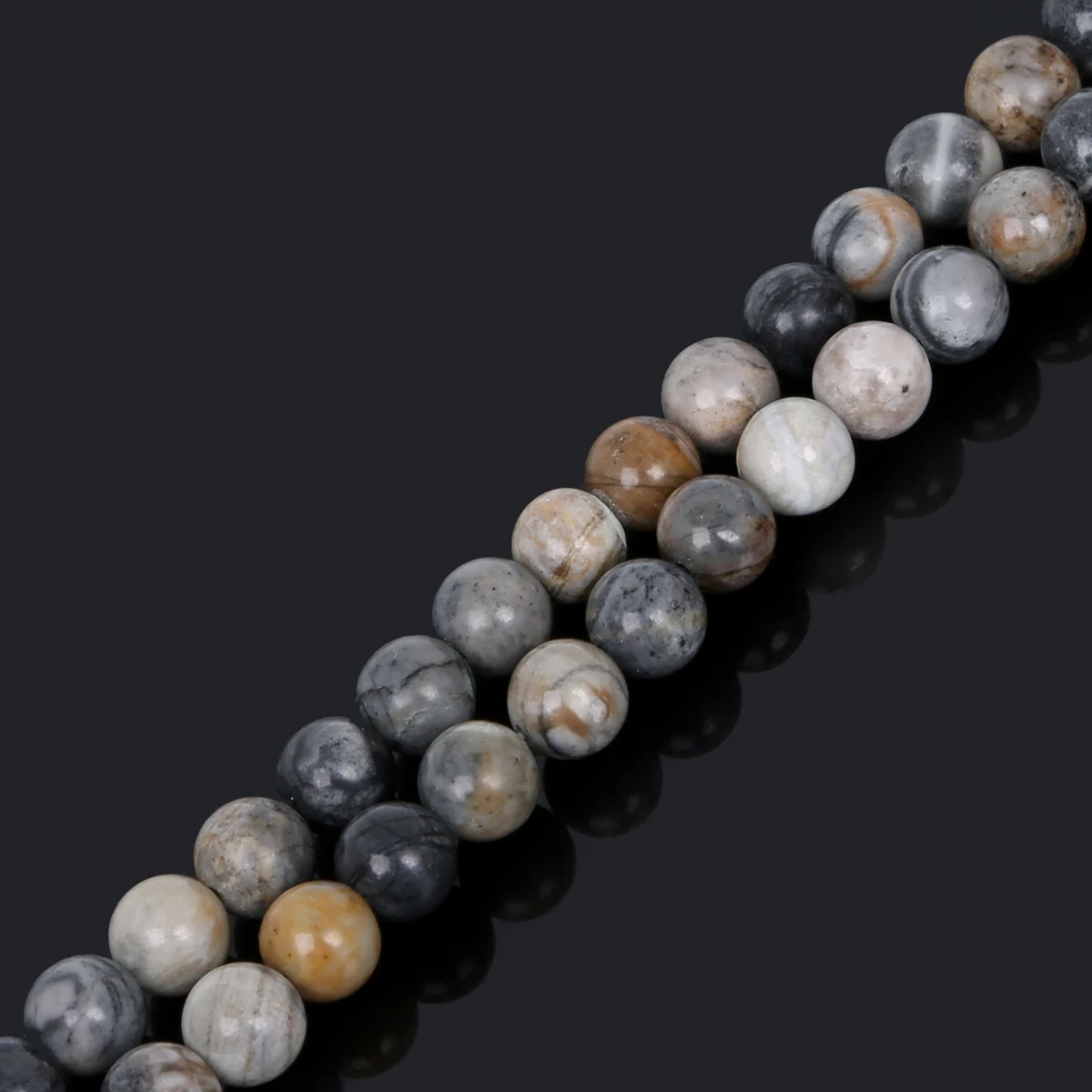 Naturstein Light Picasso Stone Runde lose Spacer-Perlen für Schmuckherstellung DIY Armbänder Halsketten – Detail 2