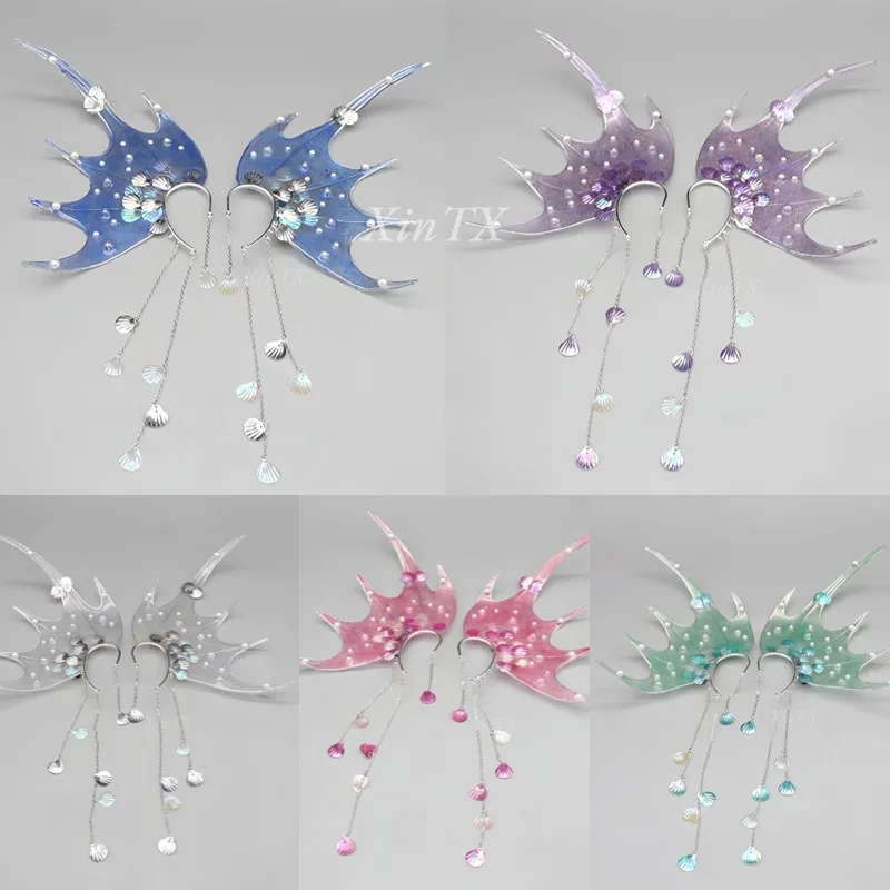 

COS Mermaid Ears Gradient Handmade Shark Ears Headdress Fairy Wizard dream Hair Accessories Mermaid Props Photo Cosplay