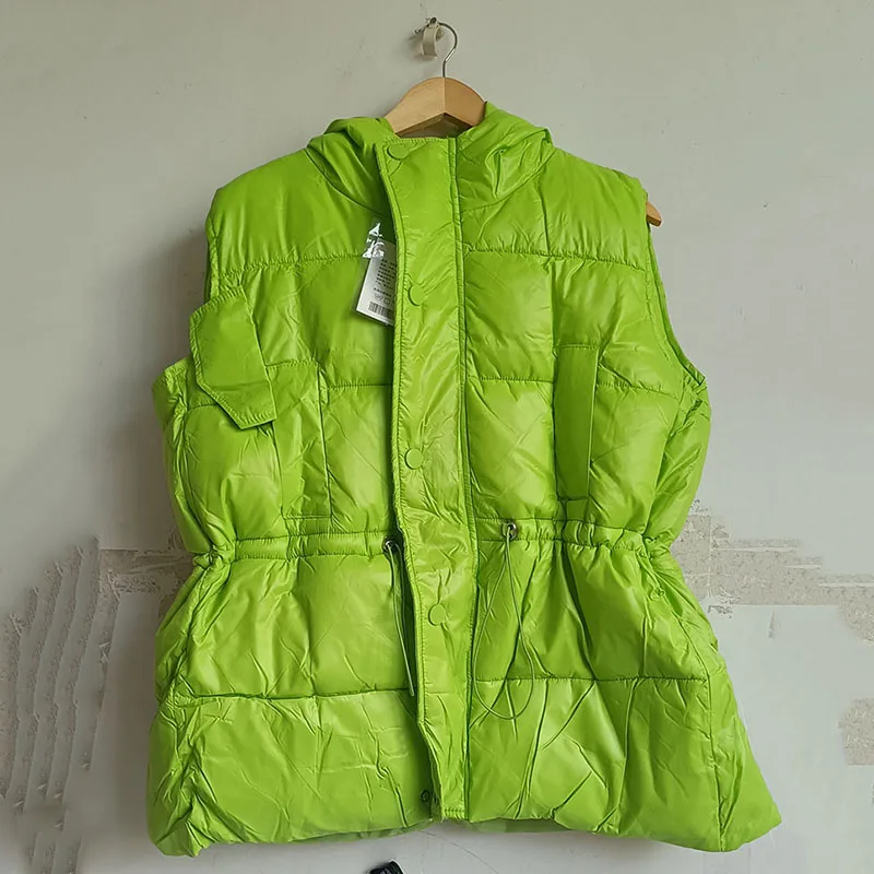 Gilet imbottito lungo allentato da donna Gilet trapuntato con cappuccio autunno inverno moda Gilet imbottito leggero in cotone Gilet caldo oversize