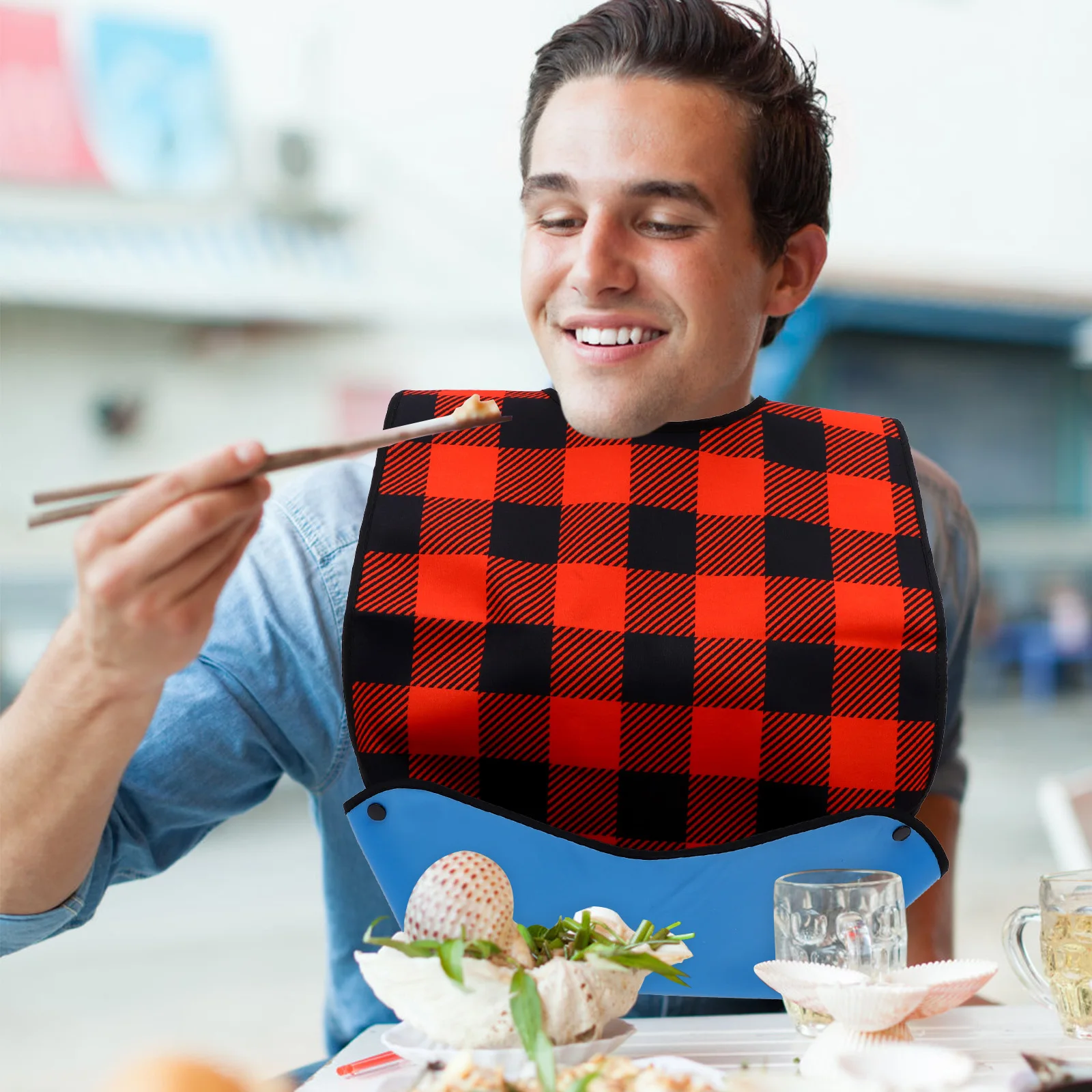 

Adult Waterproof Reusable Bib Polyester Eating Clothing Protector for Men Women Elderly Seniors Washable Meal Time Food Catcher