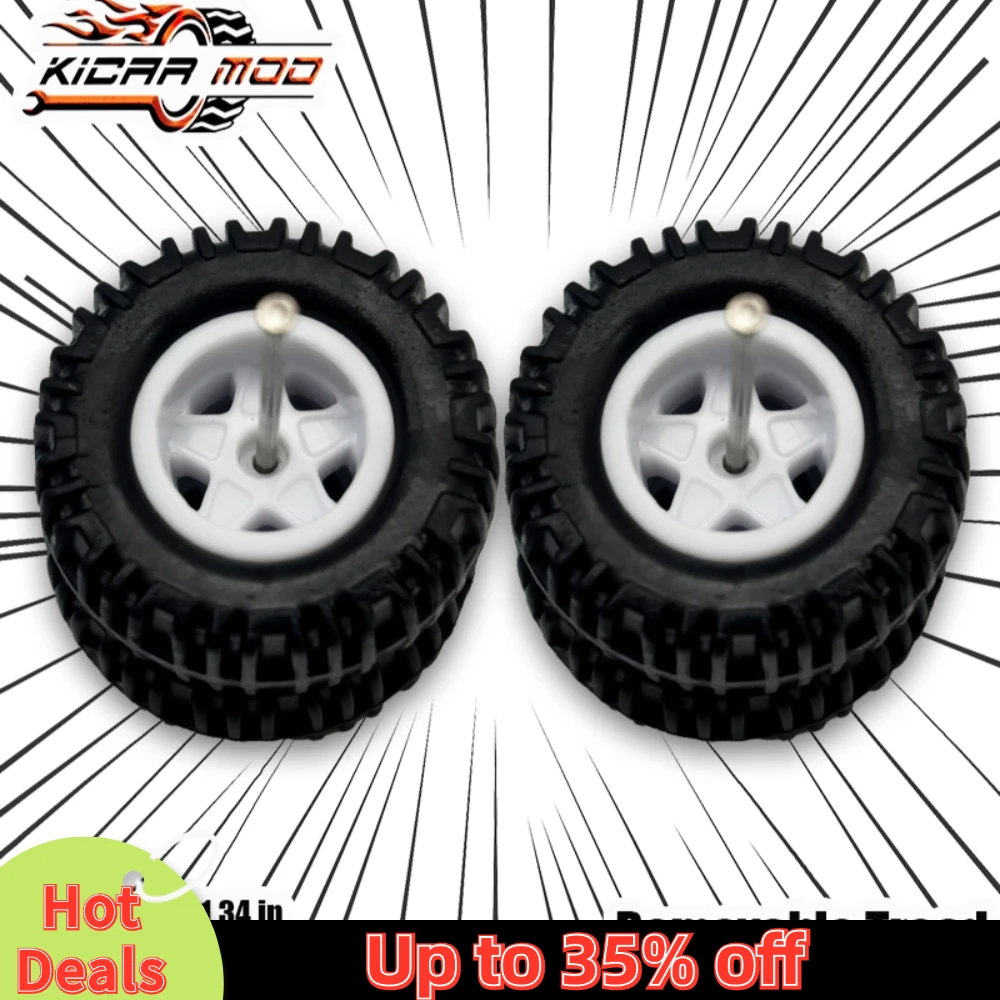 1/64 Model Car Wheels with Rubber All Terrain Tires Pentagram Refitting Parts for Off-road Vehicle HotWheels Large Size 1 Set