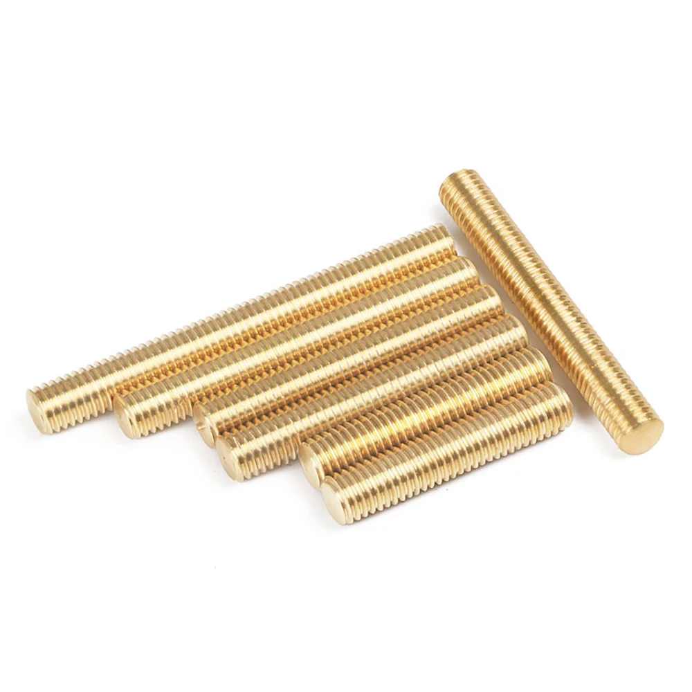 Brass Full Thread Screw Stud Bar Brass Threaded Tooth Strip Threaded Rod M2 M2.5 M3 M4 M5 M6 Length 25~500mm