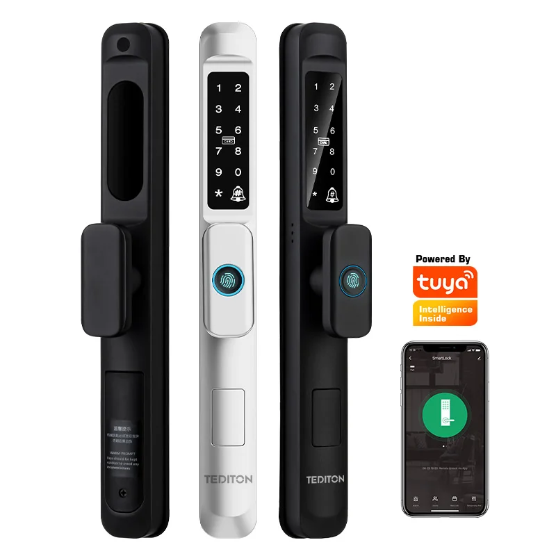 

Waterproof external digital electronic smart lock fingerprint aluminum steel double-sided sliding glass door lock