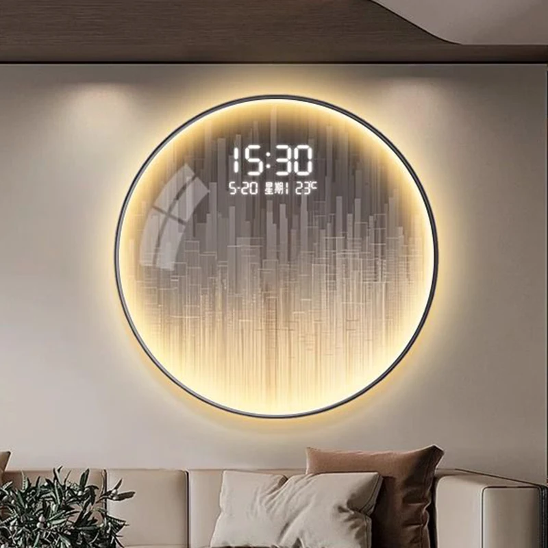 Nordic Large Wall Clocks Minimalist Digital Wall Clocks Modern Living Room Clock Ornaments Clock Luxury Noiseless with Light