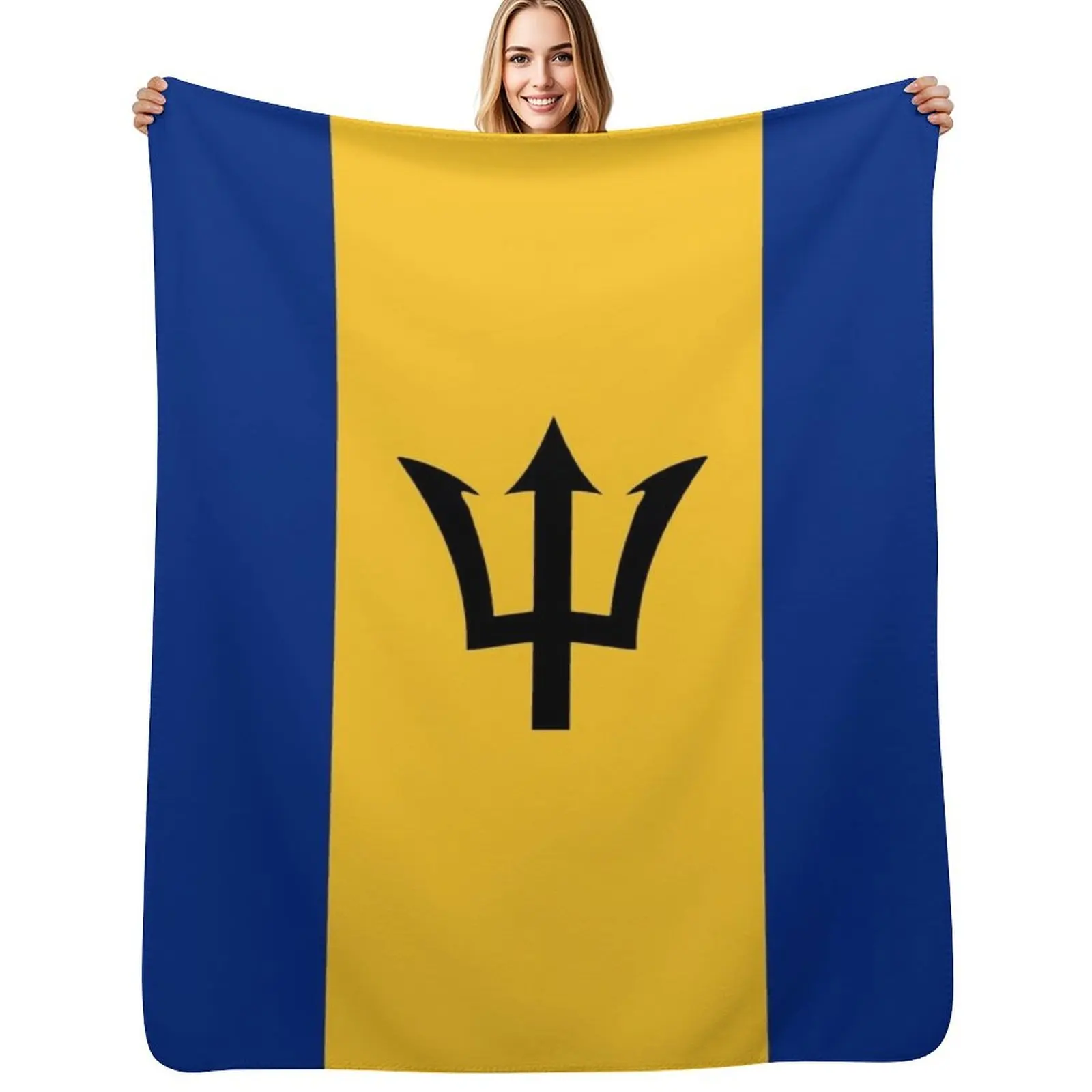 

Barbados flag Throw Blanket All Weather Soft Throw Blanket for Sofa