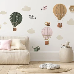 Cartoon Watercolor Hot Air Balloon Bird Wall Sticker Decal Baby Nursery Kids Room Sky Nature Animal Cloud Wall Decal Home Decor