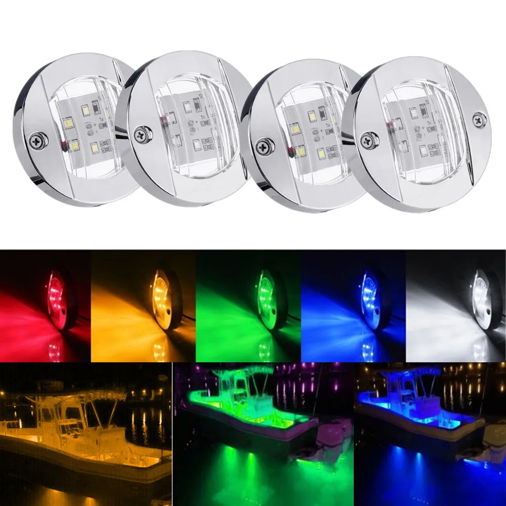 

4PCSc Boat Marine Interior Light Transom Stern Light Navigation LED Anchor Sailboat DC 12V Boat 6 LED Yacht Transom Marker Lamp