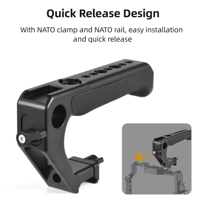 AAAEL-Top Handle For Camera Cage Rig G Rip With Clamp Rail Cold Shoes 1/4" 3/8" Threads