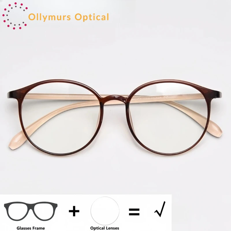 

OLLYMURS Retro Round Optical Prescription Glasses Men and Women Ultralight TR90 Blue Light Blocking Reading Progressive Eyewear