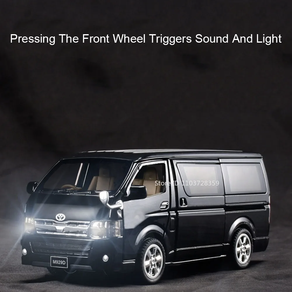 Modelo de coches de juguete Hiace Alphard MPV a escala 1:32, puertas de luz con sonido fundido a presión de aleación, modelos de coches en miniatura abiertos, regalos para niños