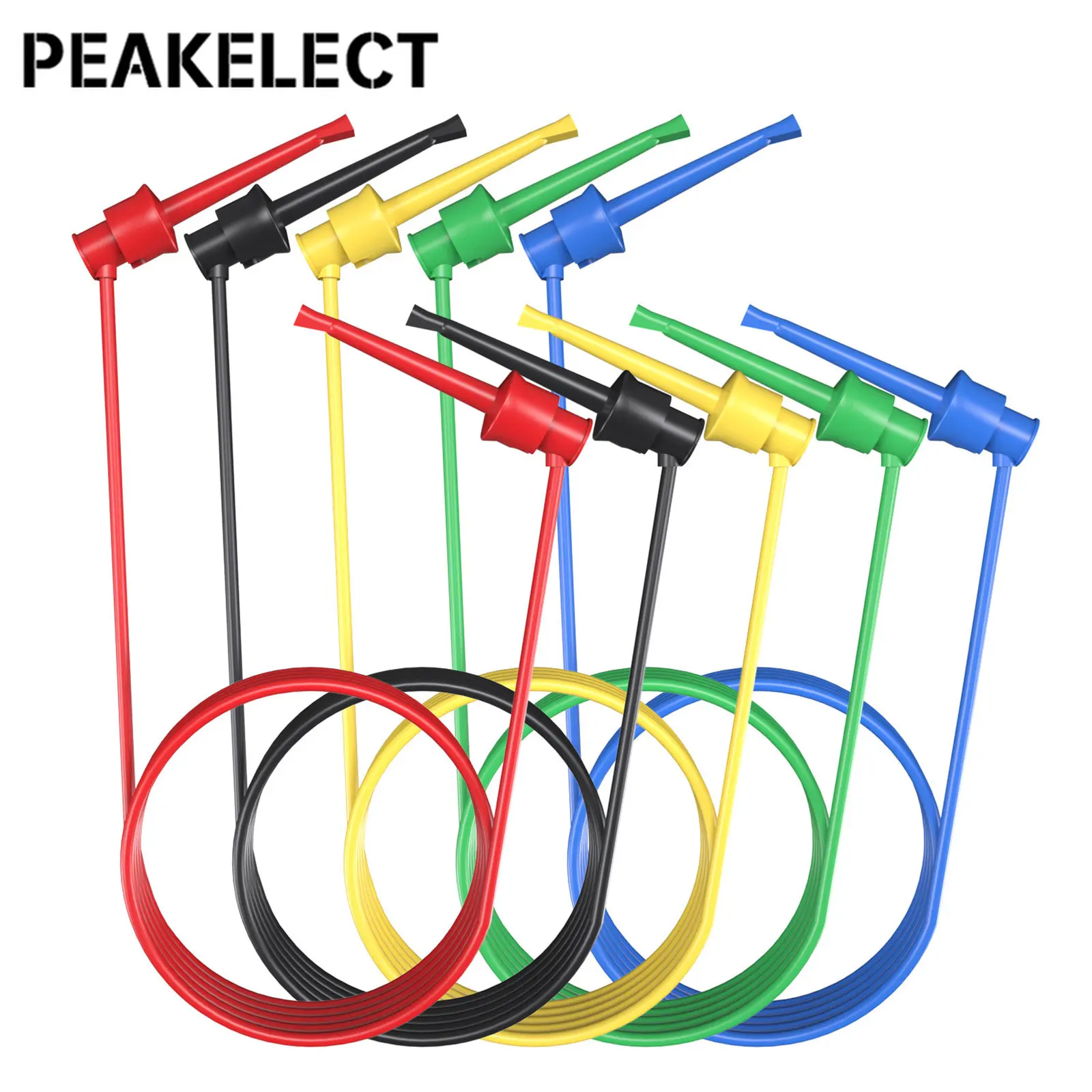 

Cleqee P1520 5PCS Test Hook Clip to Mini Grabber Test Leads SMD IC Tool Silicone Jumper Wire 20AWG Electrical 50cm Test Cable