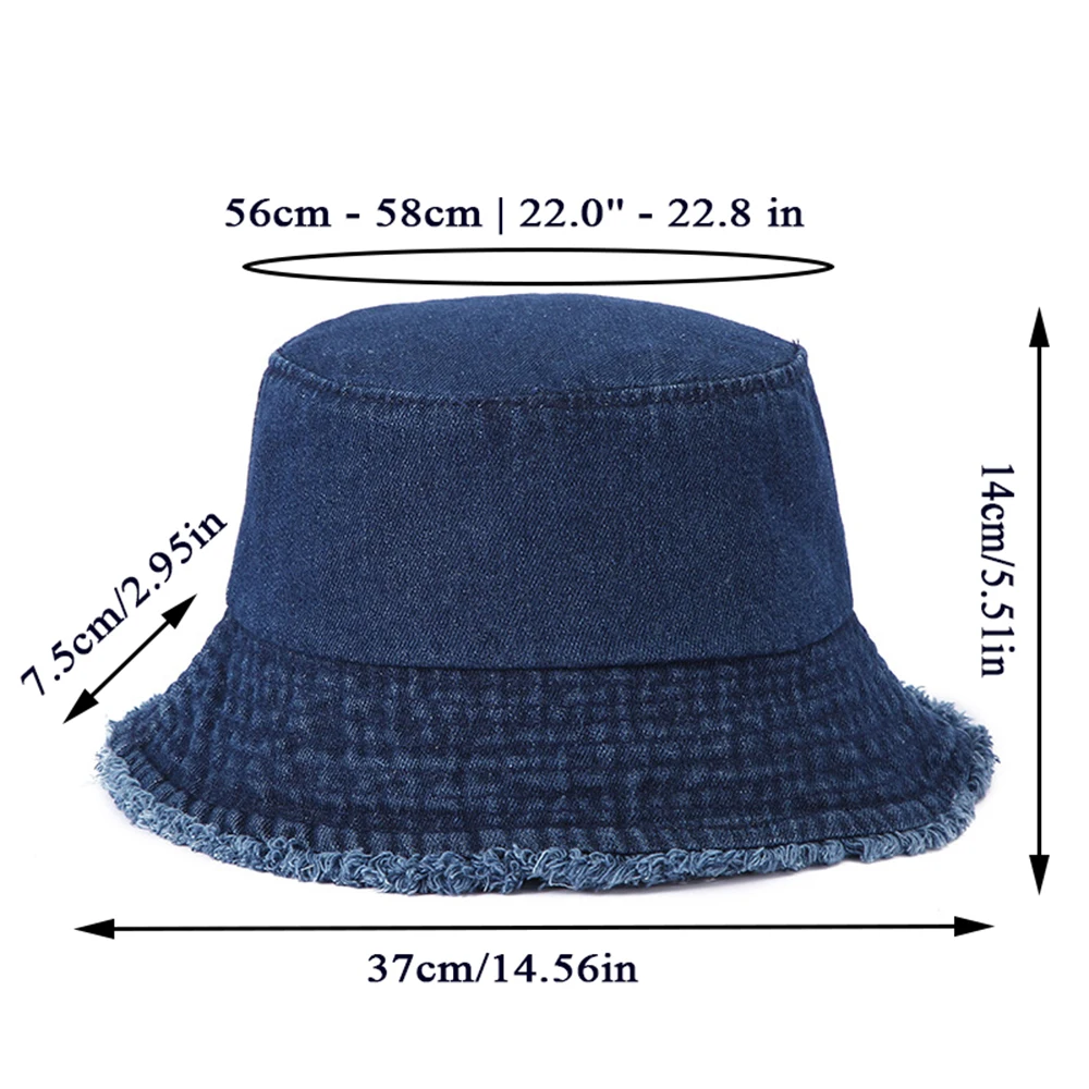 Fashionable Y2k Blue Denim Fisherman Hat Women Men Foldable Sunshade Hat Casual Outdoor Riding Hat Girls Beach Travel Streetwear