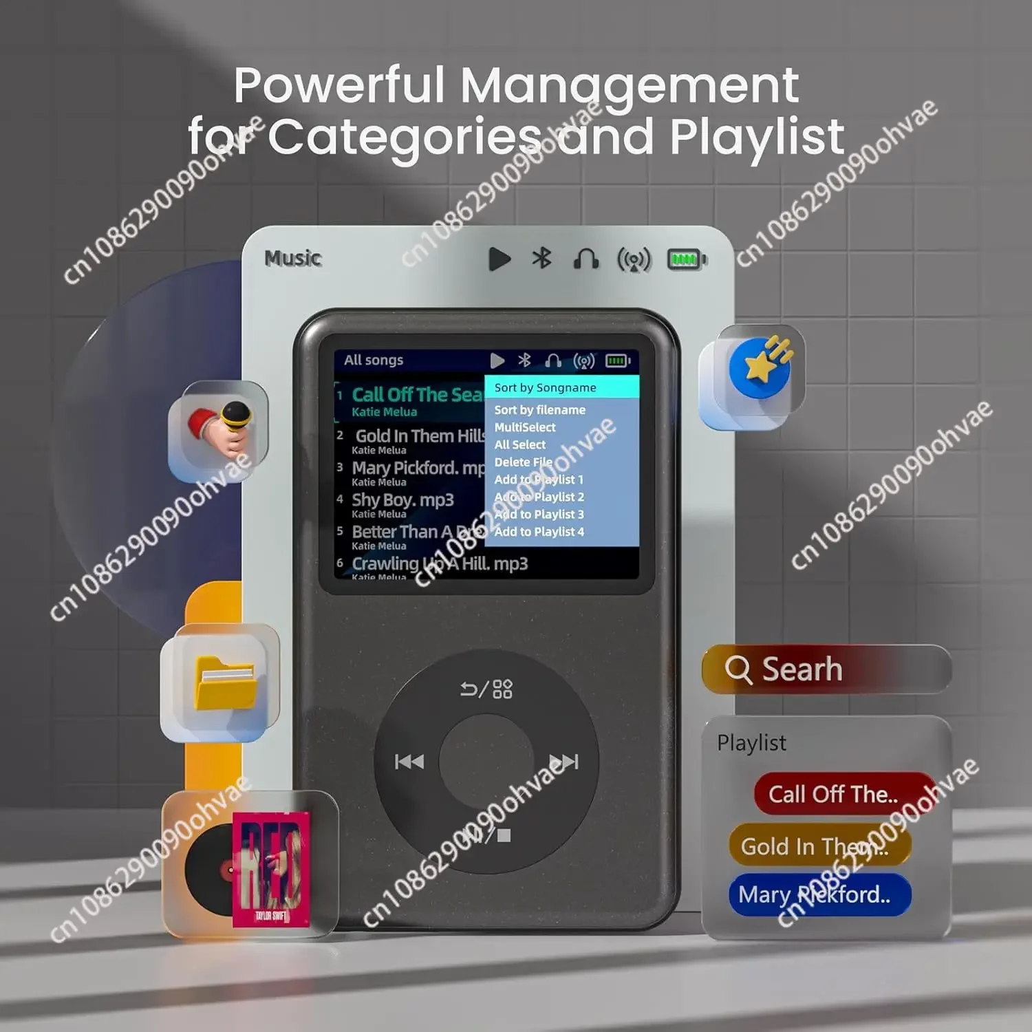 【2026】مشغل موسيقى Mp3 صغير مع BT&WiFi، فيديو، قارئ الكتب الإلكترونية، راديو Fm، مكبرات صوت محمولة، WAV Walkman بدون فقدان #1