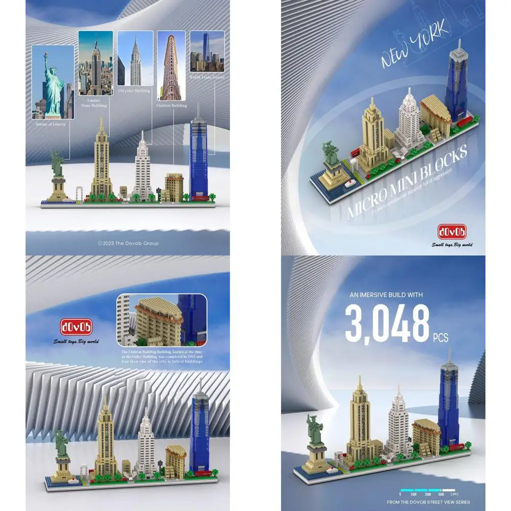Kit di costruzione micro mini blocchi New York Skyline, 3048 pezzi, modello puzzle 3D per bambini e adulti