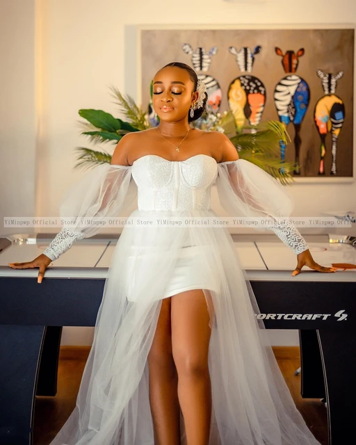 Off white wedding gowns with fashion sleeves