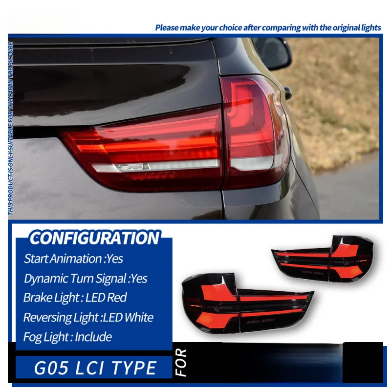 

Suitable for BMW X5 14-18 F15 Modified New LED Dynamic Flowing Turn Signal Tail Light Assembly