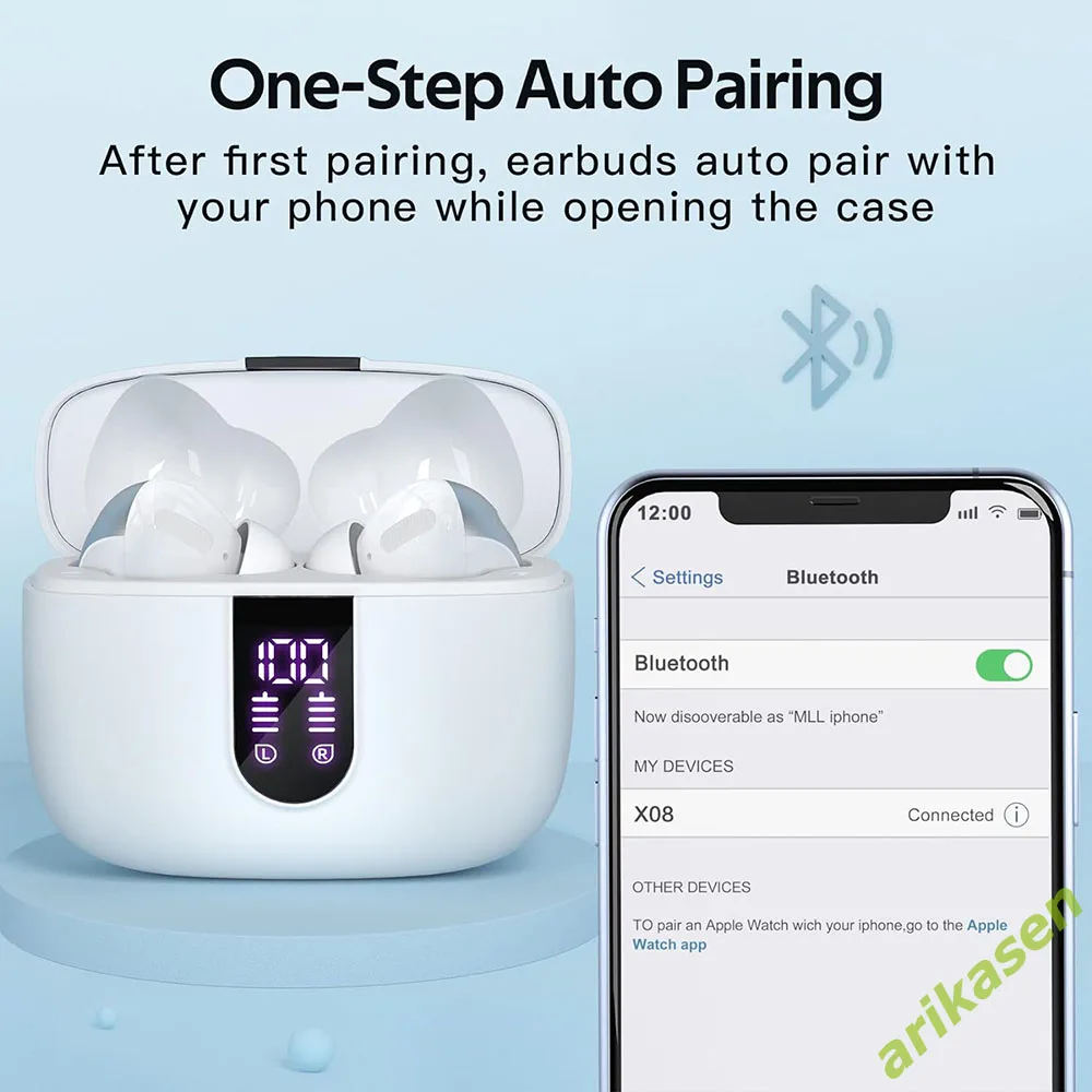 TWS Earphones Bluetooth Wireless Headphones IPX7 Waterproof TWS Earbuds Double Mic Call Noise Reduction In-Ear Handfree Earbuds