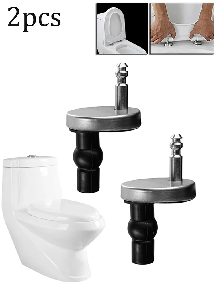 2 Pcs Stainless Steel Toilet Seat Hinges Pair With Soft Close Silent Release Fits Most Standard Back To Wall Or Wall Hung