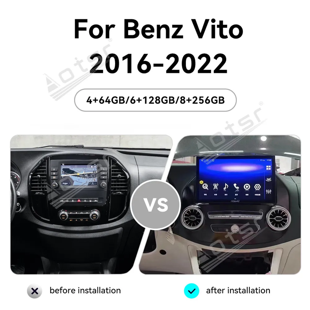 

13.3" Android 13 CarPlay Car Radio For Mercedes Benz Vito 2016-2022 AI Touch Screen Multimedia Player GPS Navigation 4G WIFI DSP