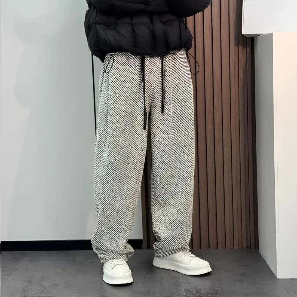 Straight Men's Sweatpants,Invisible Open Crotch Outdoor Sex Diagonal Stripes Mopping Casual Pants,Fashion Wide Legs Trousers