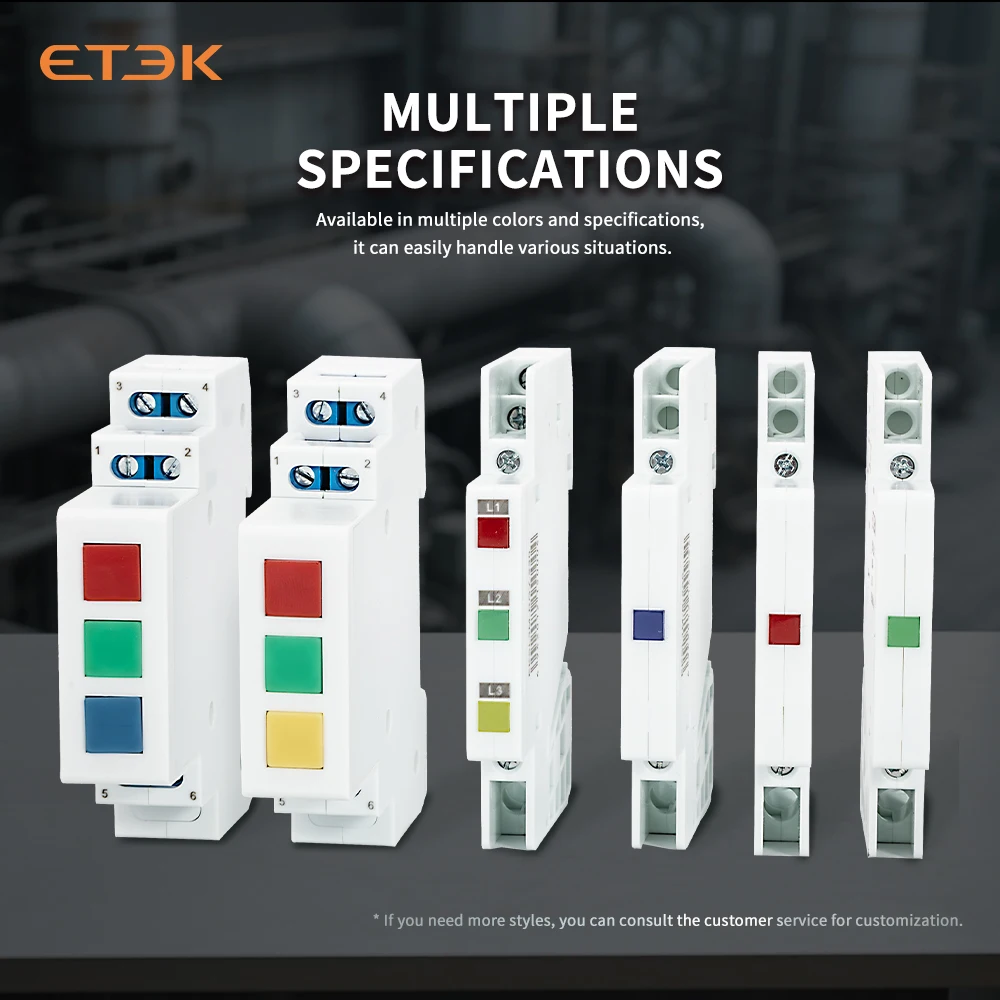 ETEK DIN Rail-mounted Signal Light Signal indicator light 9mm/18mm indicator light AC 220V/230V LED signal light Red Green Blue