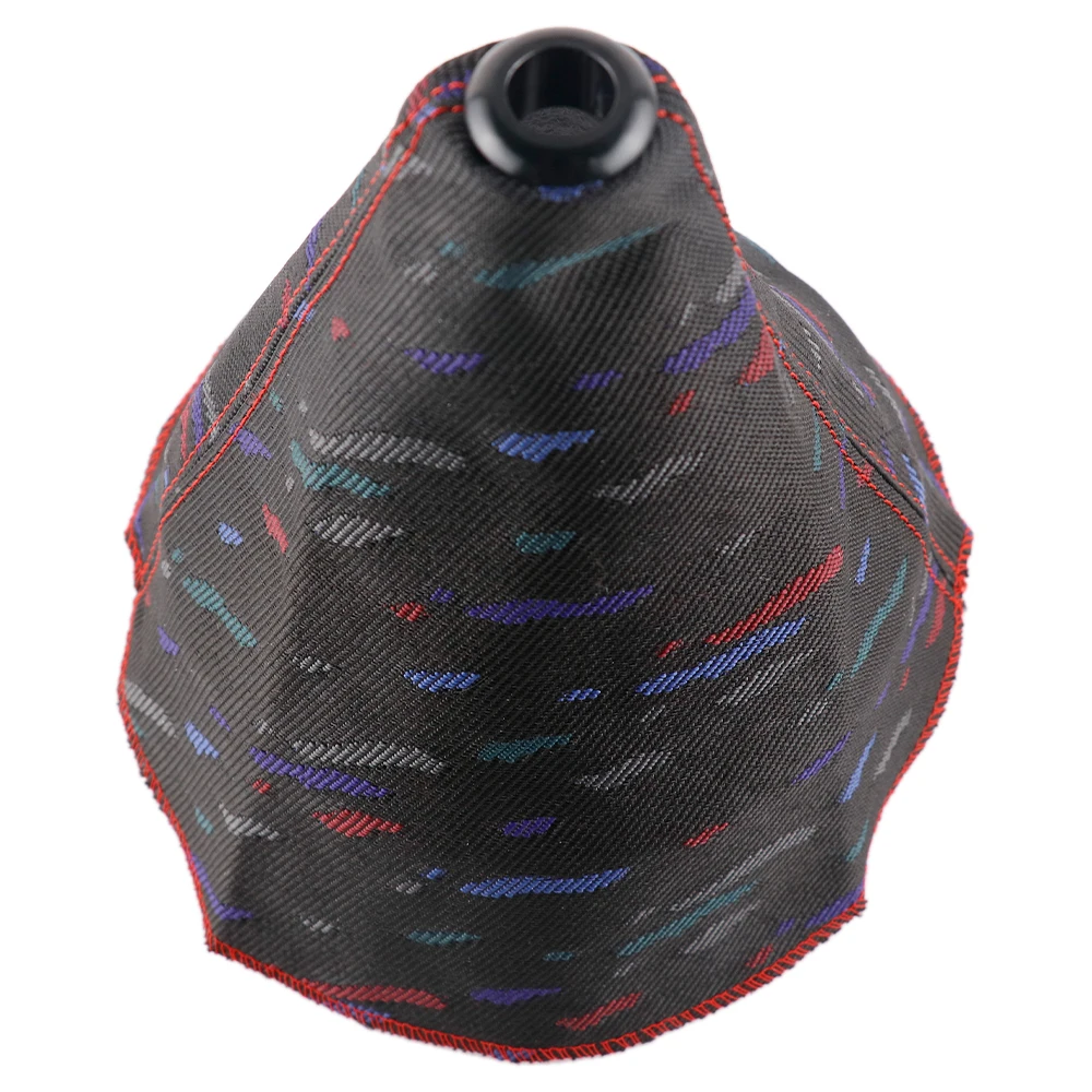 Le Mans Confetti JDM Bride Style Hyper Fabric Shifter Boot Racing Gear Shift Knob Cover Collars With Red Stitching