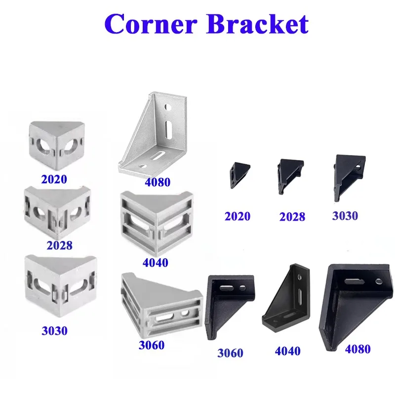 

5pcs/10PCS 2020 2080 3030 3060 4040 4080 Corner Bracket Aluminum Profile Fitting Angle Aluminum Extrusion Connector CNC