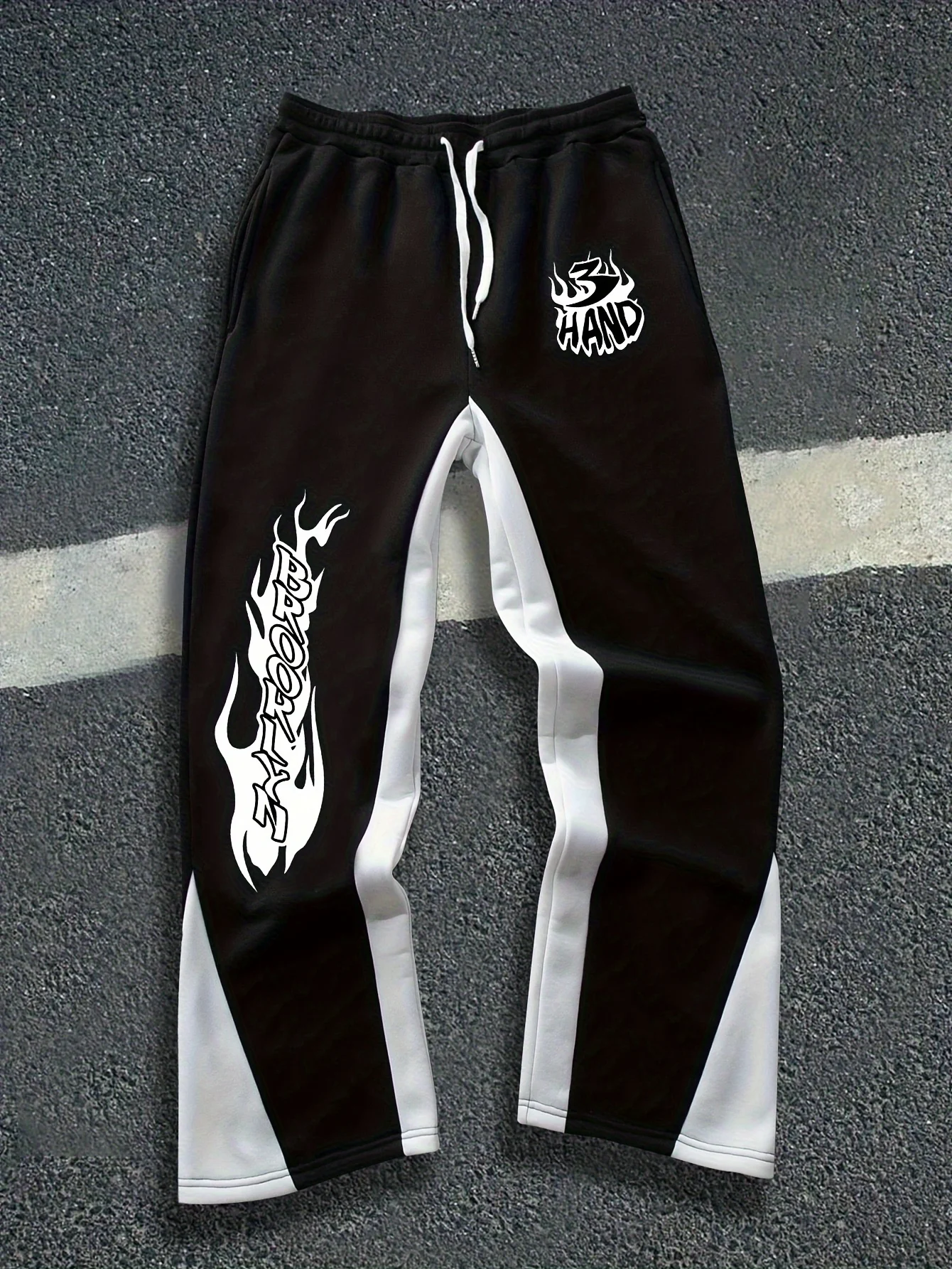 2026 New Model Men Gothic Vertical Graphic Wide Leg Sweatpants Drawstring Loose Straight Baggy Y2K Dark Punk Streetwear Pants.