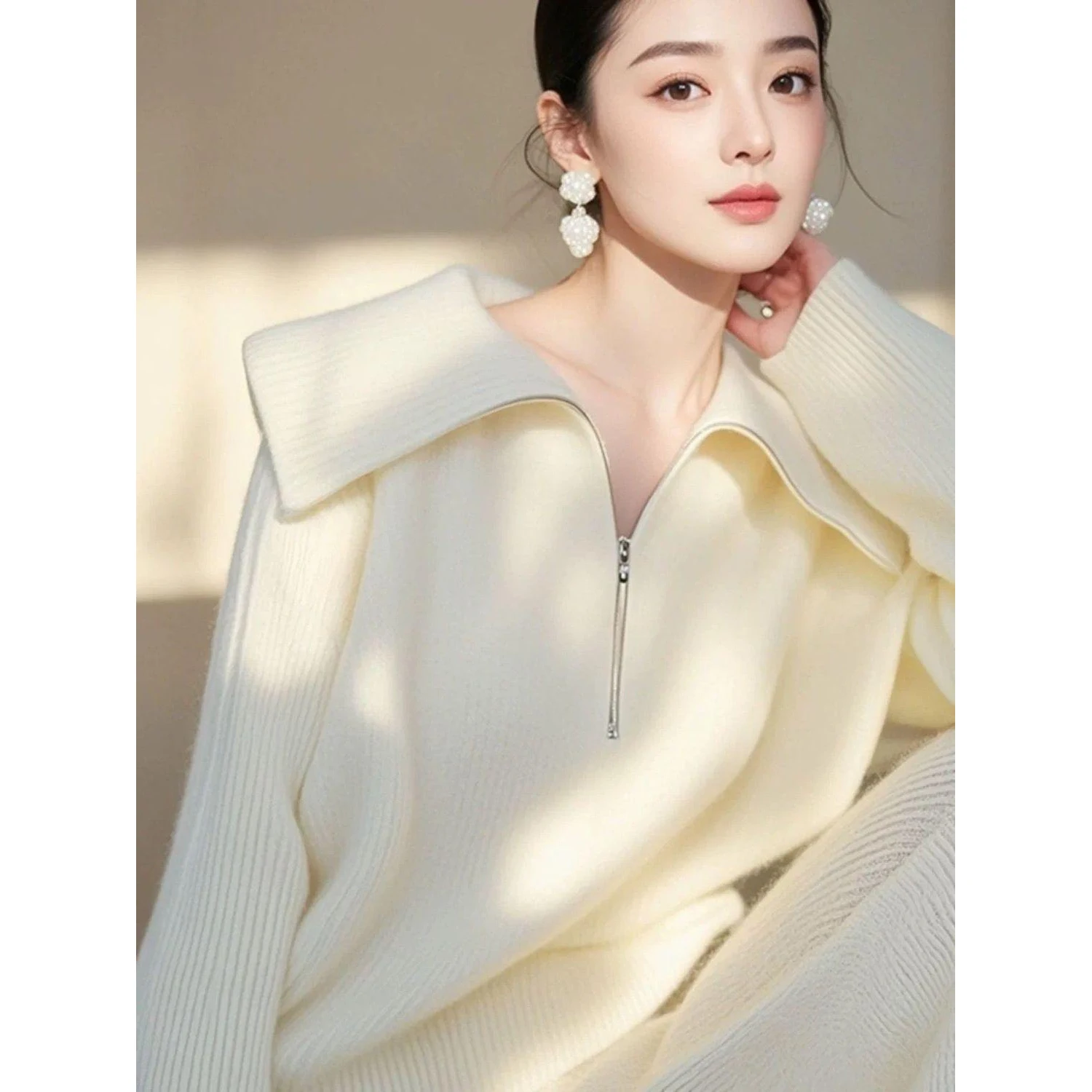 التلبيب تريكو سستة البلوز سترة المرأة لباس خارجي 2026 خريف شتاء جديد كسول فضفاض عادية الحلو شيك سترة القمم