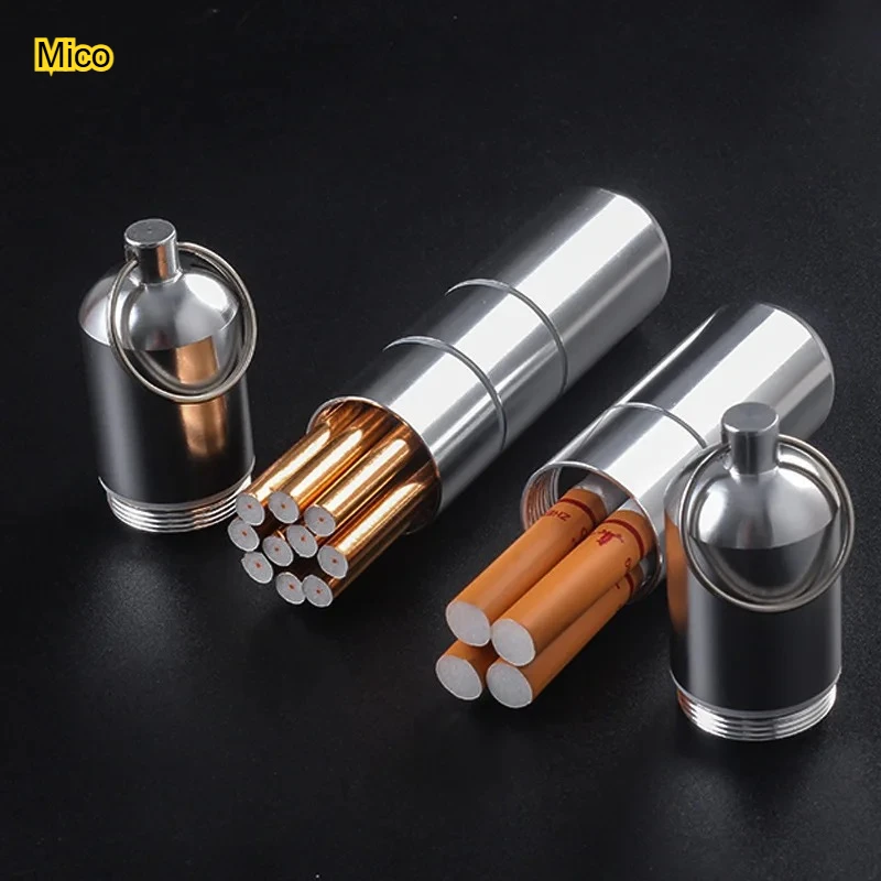 

Silver Aluminum Alloy Cigarette Box Waterproof Cigarete Case Pill Toothpick Capsule Cigarette Accessory Mens Gift Gadgets
