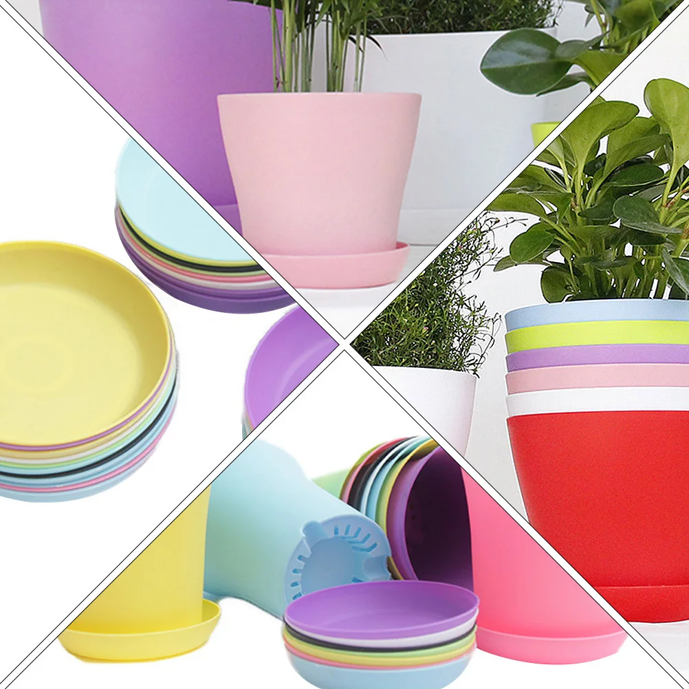 

20pcs Flower Pot Tray Saucer Round Plastic Plants Pots Plate Garden Balcony Decor Durable Lightweight Basin Base