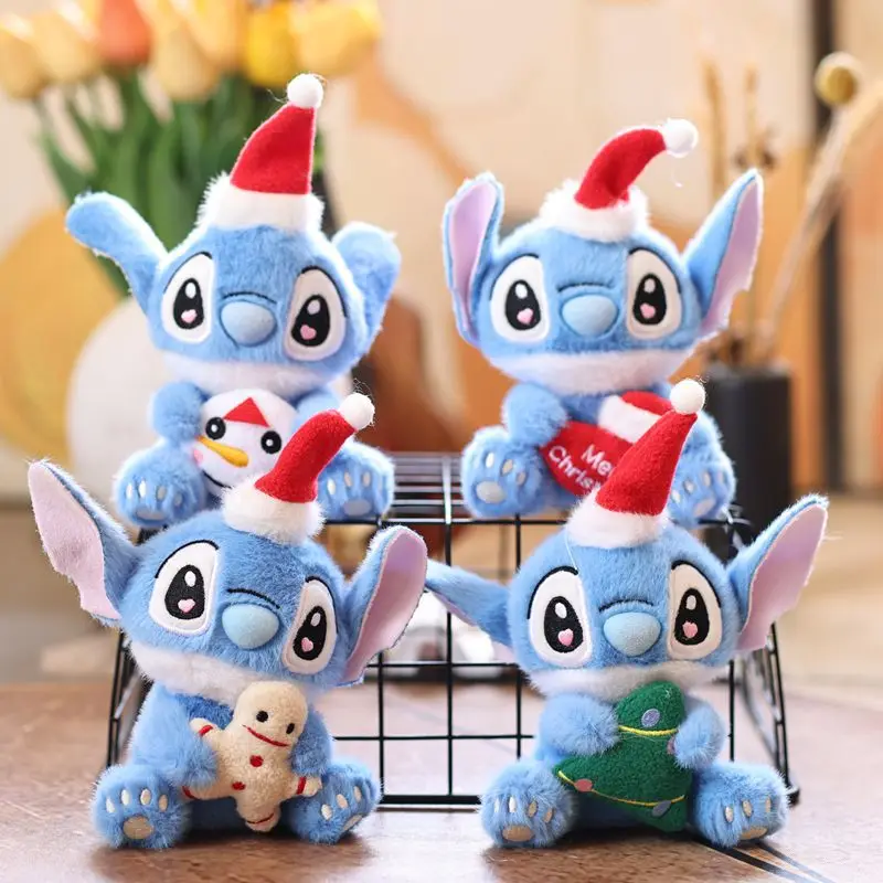 13cm Cute Stitch hat pendant plush toy cartoon bag pendant keychain doll
