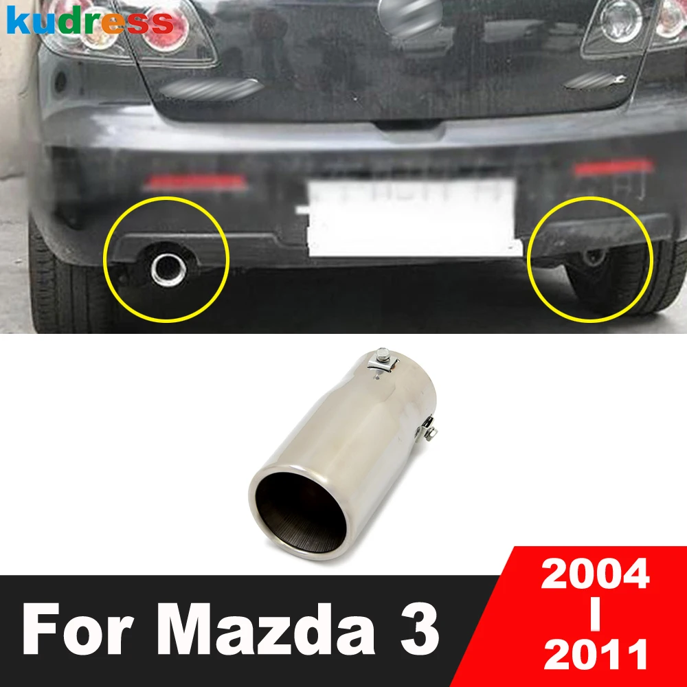 Rear Exhaust Muffler Tip Pipe For Mazda 3 M3 2004-2009 2010 2011 Stainless Steel Car Tail Throat Liner Silencer Trim Accessories