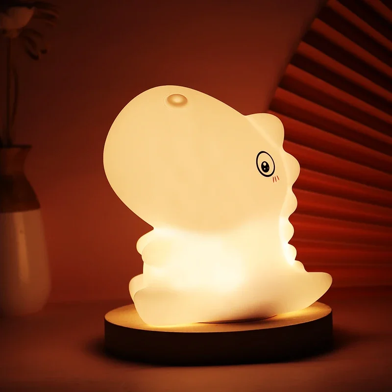 Led  Silicone Night Lights For Baby Kids Room Children Bedroom Soft Dinosaur Nursery Lamp Decoration Home Decor Christmas Gift